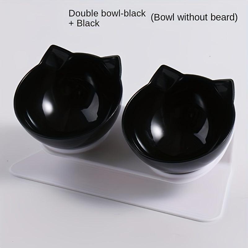 Elevated Double Cat Bowls Stand for Neck Protection