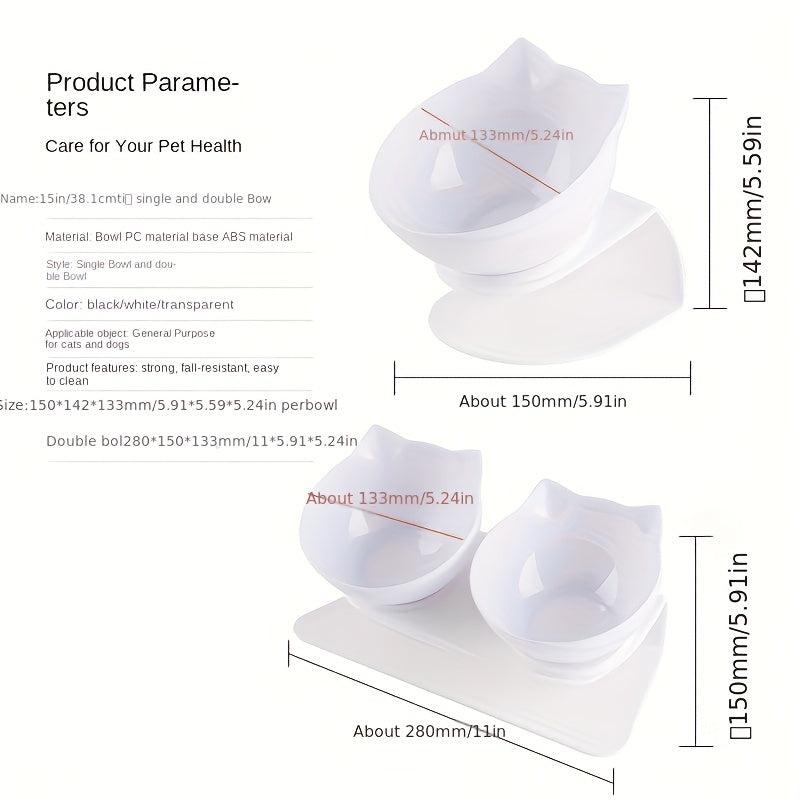 Elevated Double Cat Bowls Stand for Neck Protection