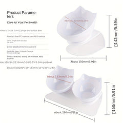 Elevated Double Cat Bowls Stand for Neck Protection