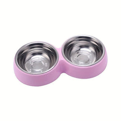 Pet Double Bowl Stainless Steel Food & Water Bowl Non-slip Stand