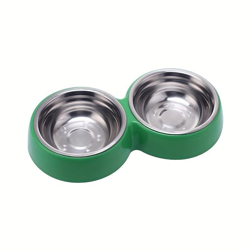 Pet Double Bowl Stainless Steel Food & Water Bowl Non-slip Stand