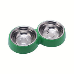 Pet Double Bowl Stainless Steel Food & Water Bowl Non-slip Stand