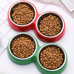 Pet Double Bowl Stainless Steel Food & Water Bowl Non-slip Stand