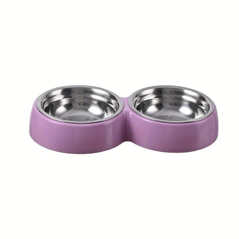 Pet Double Bowl Stainless Steel Food & Water Bowl Non-slip Stand