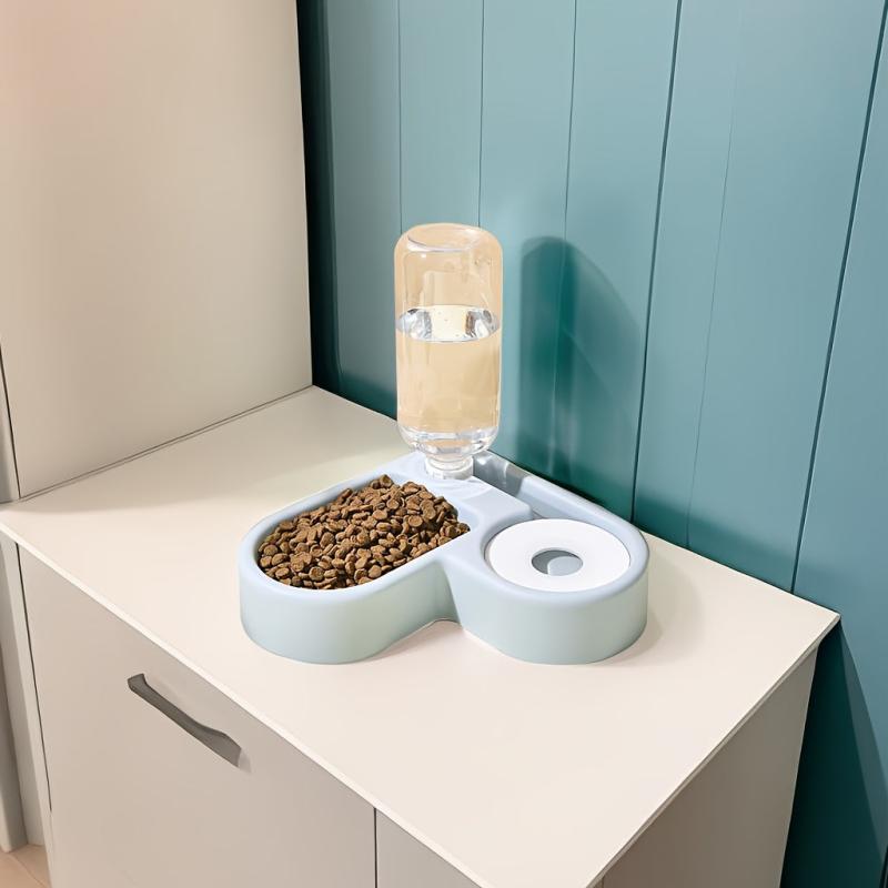 Automatic Cat Water Dispenser Cat Feeder Bowl 2 In 1 Plastic Anti Overturning