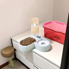 Automatic Cat Water Dispenser Cat Feeder Bowl 2 In 1 Plastic Anti Overturning