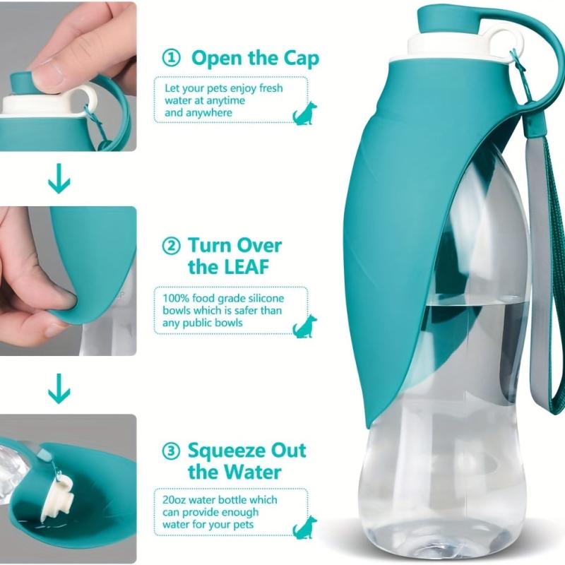 Portable Pet Water Bottle with Silicone Drinking Feeder