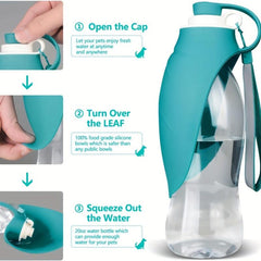 Portable Pet Water Bottle with Silicone Drinking Feeder