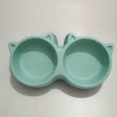 Cat Ear Double Bowl 2 in 1 Pet Feeding Supplies