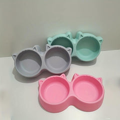 Cat Ear Double Bowl 2 in 1 Pet Feeding Supplies