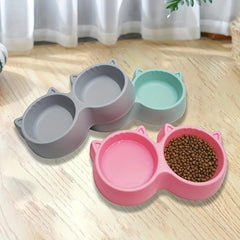 Cat Ear Double Bowl 2 in 1 Pet Feeding Supplies