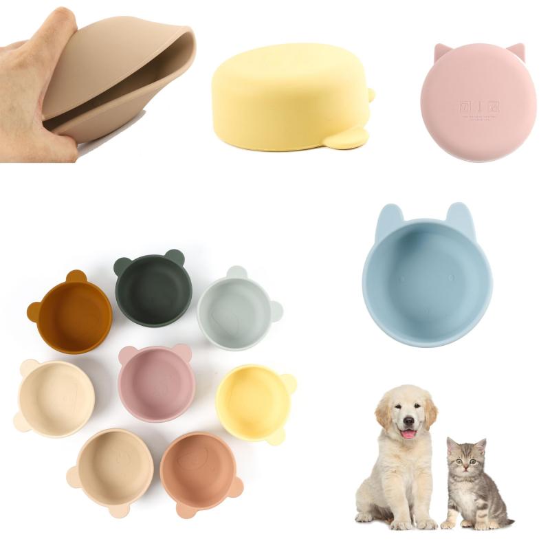 Silicone Cat Shaped Pet Bowl - Non Slip & Easy to Clean