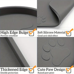 Square Paw Print Dog Food Mat Silicone Pet Bowl Pad