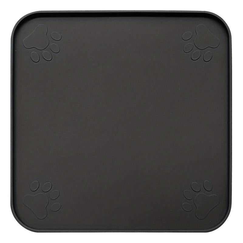 Square Paw Print Dog Food Mat Silicone Pet Bowl Pad