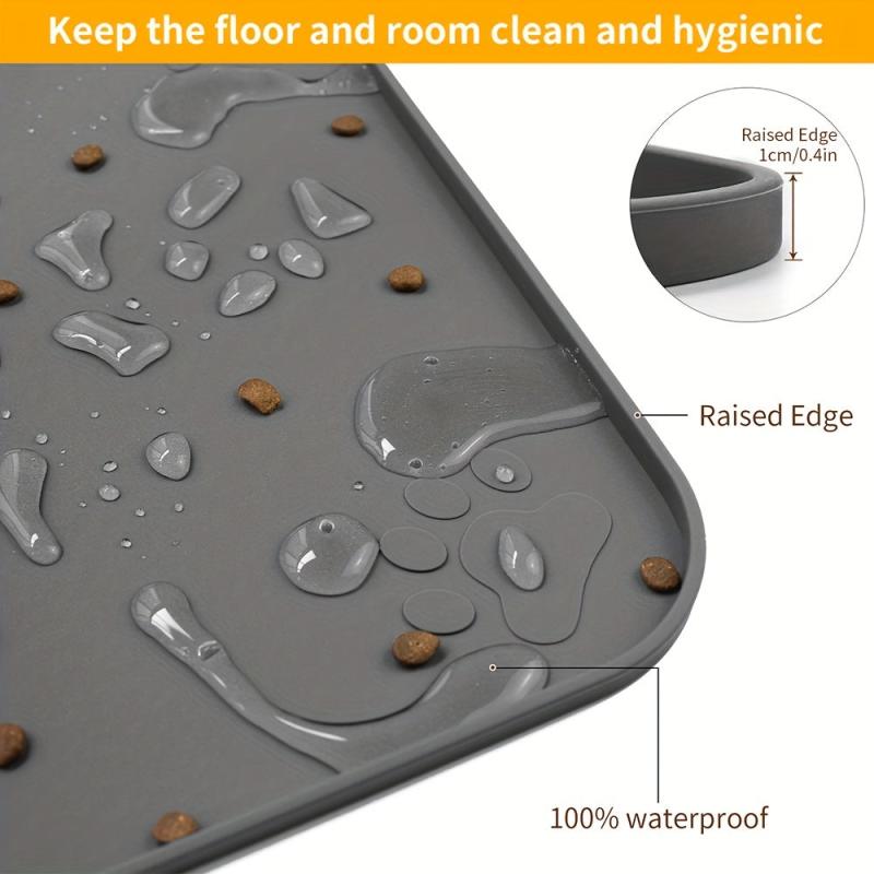 Square Paw Print Dog Food Mat Silicone Pet Bowl Pad