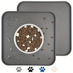 Square Paw Print Dog Food Mat Silicone Pet Bowl Pad