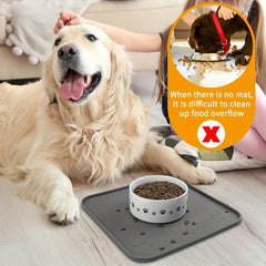 Square Paw Print Dog Food Mat Silicone Pet Bowl Pad