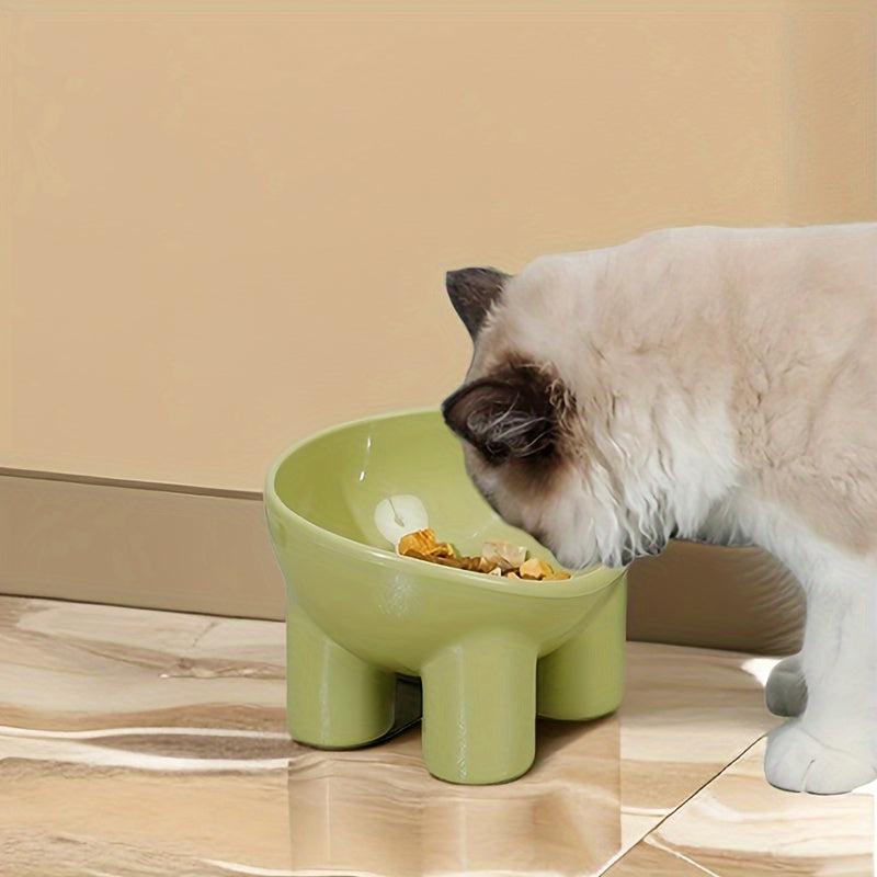 Elevated Tilted Cat Food Bowl Anti Overturning Plastic Cat Feeder Bowl