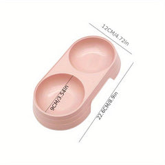 1pc Pet Double Bowl Food Water Feeder For Dog & Cat Non-slip Cat Double Bowl