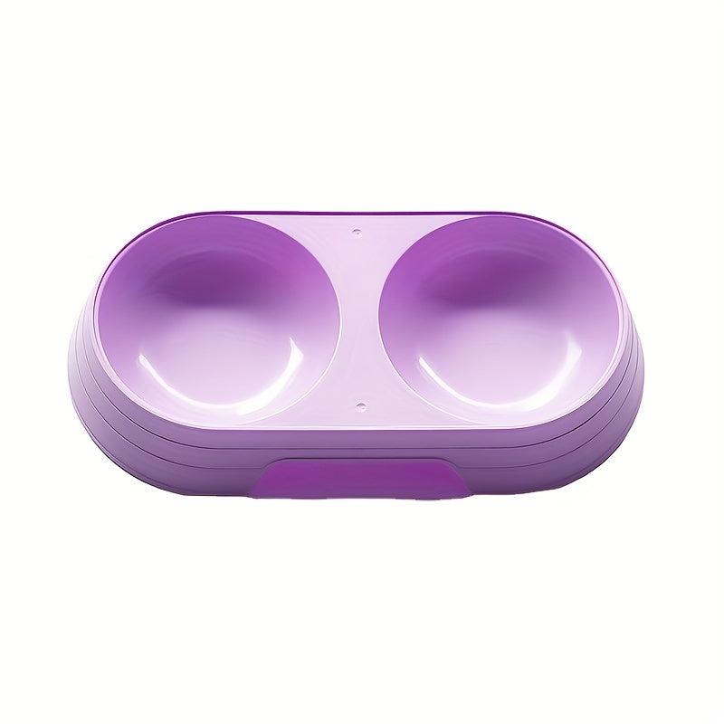 1pc Pet Double Bowl Food Water Feeder For Dog & Cat Non-slip Cat Double Bowl