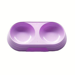 1pc Pet Double Bowl Food Water Feeder For Dog & Cat Non-slip Cat Double Bowl