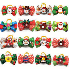 20pc Christmas Dog Headband Mixed Colors Dog Hair Bows Pet Grooming Accessories