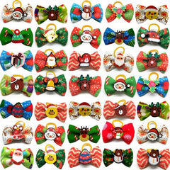 20pc Christmas Dog Headband Mixed Colors Dog Hair Bows Pet Grooming Accessories