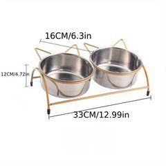 Stainless Steel Pet Bowl Dog Double Bowls Elevated Dog Food And Water Bowls