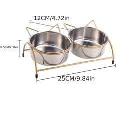 Stainless Steel Pet Bowl Dog Double Bowls Elevated Dog Food And Water Bowls