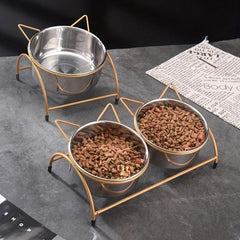 Stainless Steel Pet Bowl Dog Double Bowls Elevated Dog Food And Water Bowls