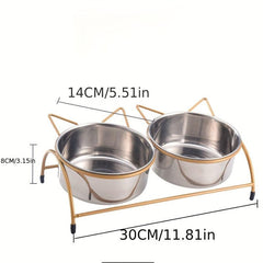 Stainless Steel Pet Bowl Dog Double Bowls Elevated Dog Food And Water Bowls