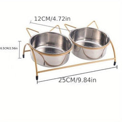 Stainless Steel Pet Bowl Dog Double Bowls Elevated Dog Food And Water Bowls