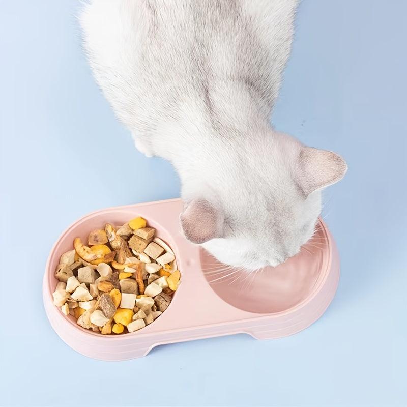 Plastic Cat Bowl with Food Spoon Elevated Pet Feeding Supplies