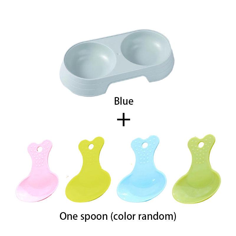 Plastic Cat Bowl with Food Spoon Elevated Pet Feeding Supplies