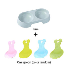 Plastic Cat Bowl with Food Spoon Elevated Pet Feeding Supplies