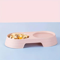 Plastic Cat Bowl with Food Spoon Elevated Pet Feeding Supplies