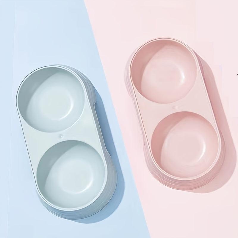 Plastic Cat Bowl with Food Spoon Elevated Pet Feeding Supplies