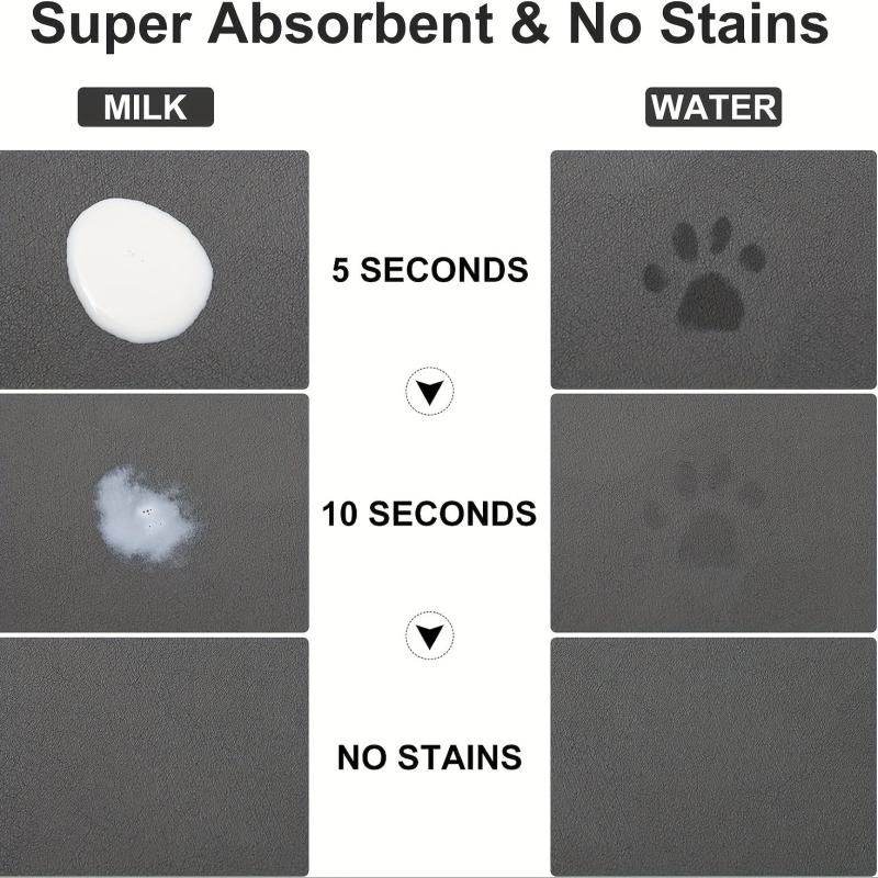 Absorbent Pet Feeding Mat - Easy to Clean - Durable Dog Bowl Mat