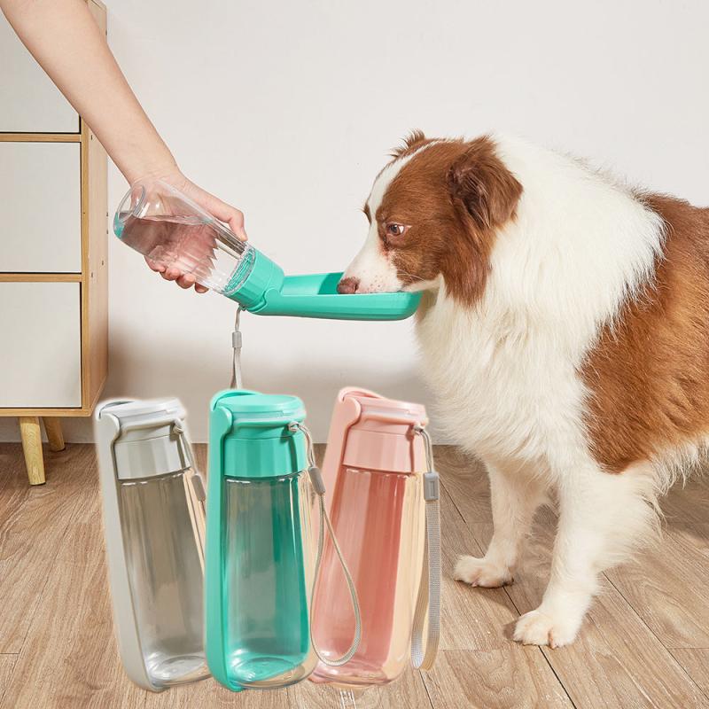 Portable Pet Water Bottle For Dogs Cats 500ml Dispenser With Lanyard