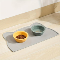 Cat Head Shaped Silicone Pet Placemat Non Slip Leak Proof Bowl Mat
