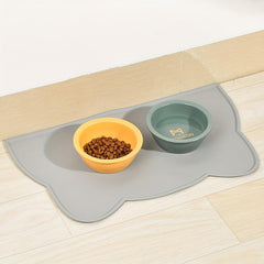 Cat Head Shaped Silicone Pet Placemat Non Slip Leak Proof Bowl Mat