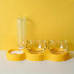 Pet Double Bowls Set with Automatic Water Bottle