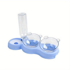 Pet Double Bowls Set with Automatic Water Bottle