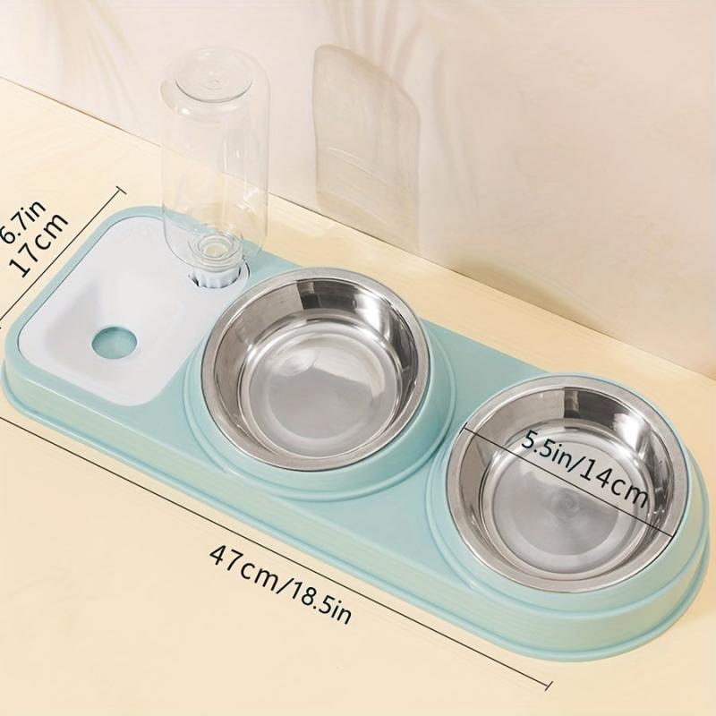 Elevated Cat Food & Water Bowl Set with Automatic Dispenser