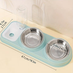 Elevated Cat Food & Water Bowl Set with Automatic Dispenser
