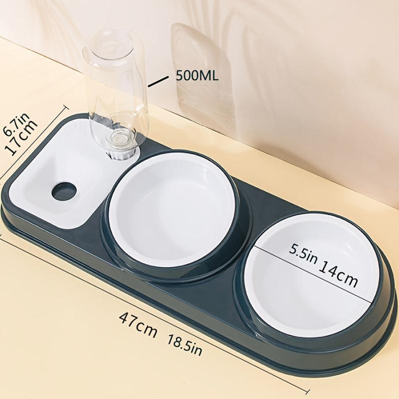 Elevated Cat Food & Water Bowl Set with Automatic Dispenser