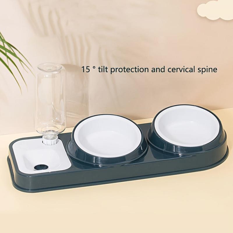 Elevated Cat Food & Water Bowl Set with Automatic Dispenser