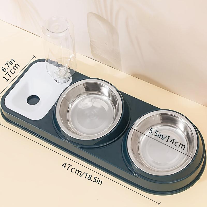 Elevated Cat Food & Water Bowl Set with Automatic Dispenser