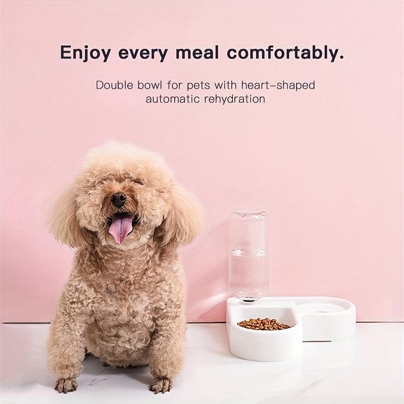 2-in-1 Cat Food/Water Feeder Bowl, Non-Slip Automatic Pet Water Dispenser