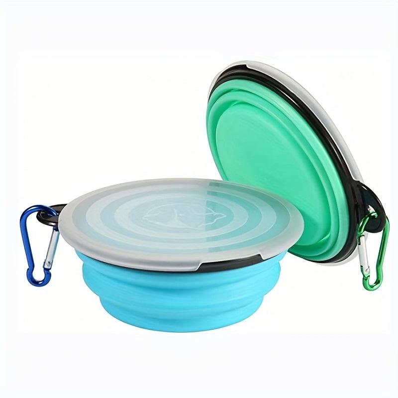 2 Pack Collapsible Dog Bowl with Cover Travel Friendly Water and Food Dish
